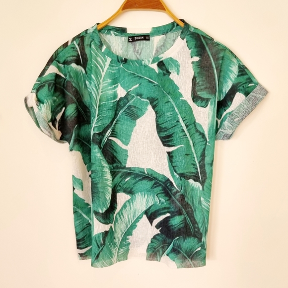 Cool Blouse Tropical Sheer Vgc 